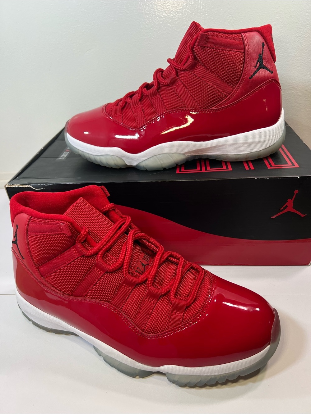 Jordan 11 Red High-Top Sneakers with White Midsole